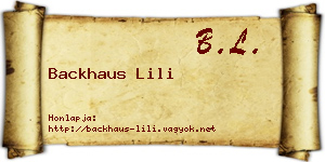 Backhaus Lili névjegykártya